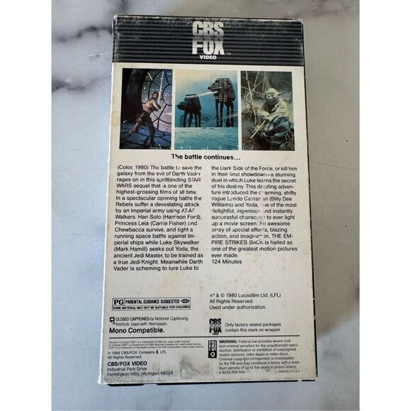 Empire Strikes Back Star Wars VHS vintage 70s movie video cassette tape 1980 Epi - Picture 6 of 6